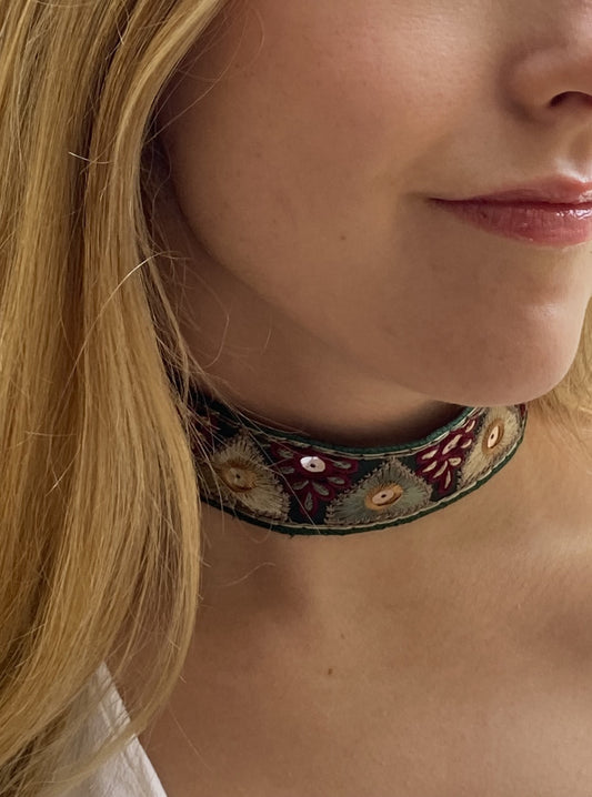 Collar Choker tela. Modelo Reflejos
