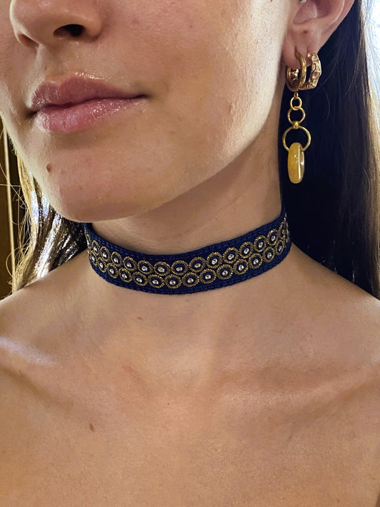 Collar Choker tela. Modelo Saturno
