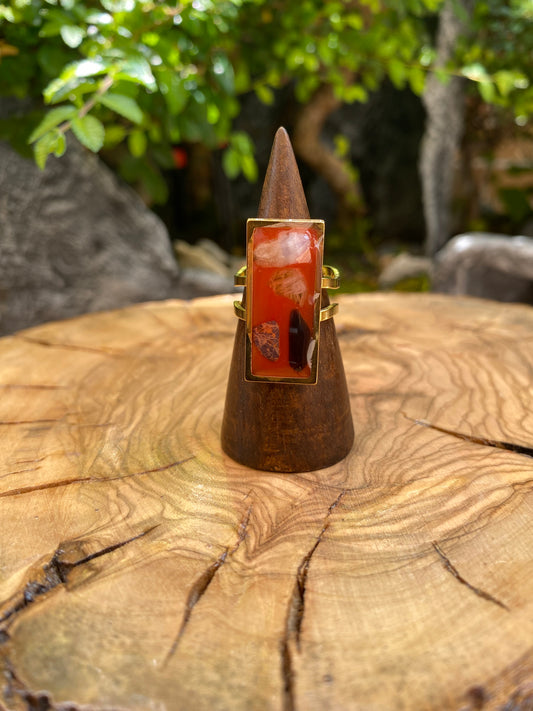 Exclusivo Anillo Piedras Rectangular Dorado