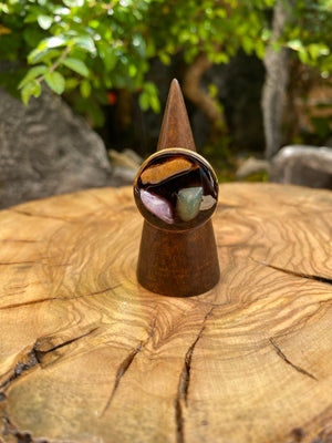 Exclusivo Anillo Piedras Redondo Dorado