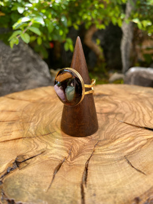 Exclusivo Anillo Piedras Redondo Dorado