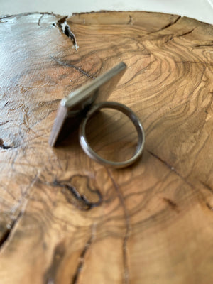 Exclusivo Anillo Piedras Cuadrado Plateado