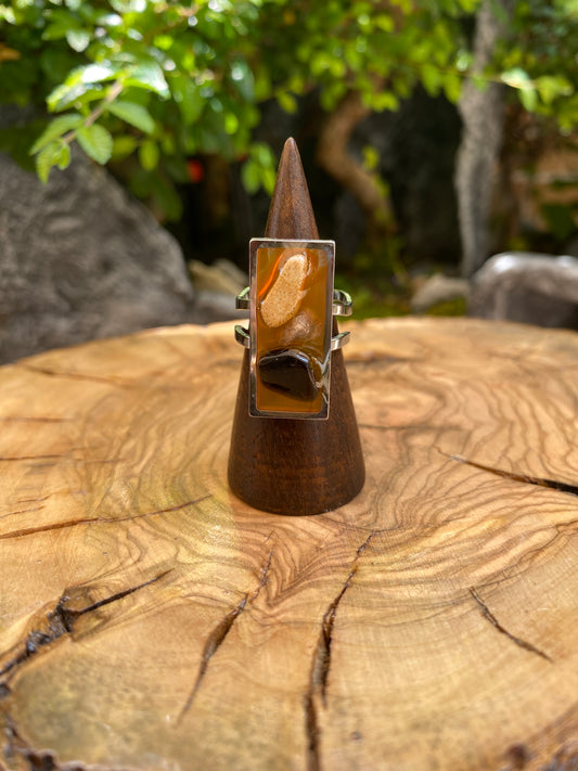 Exclusivo Anillo Piedras Rectangular Plateado