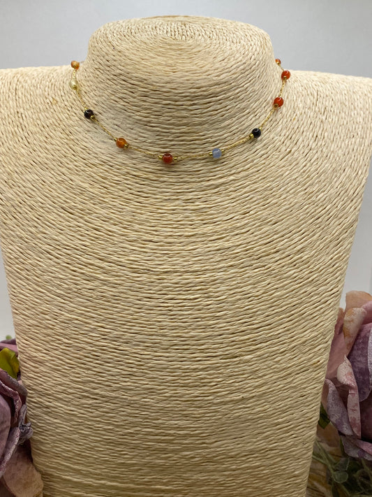 Collar Cadenas. Modelo Multipiedras