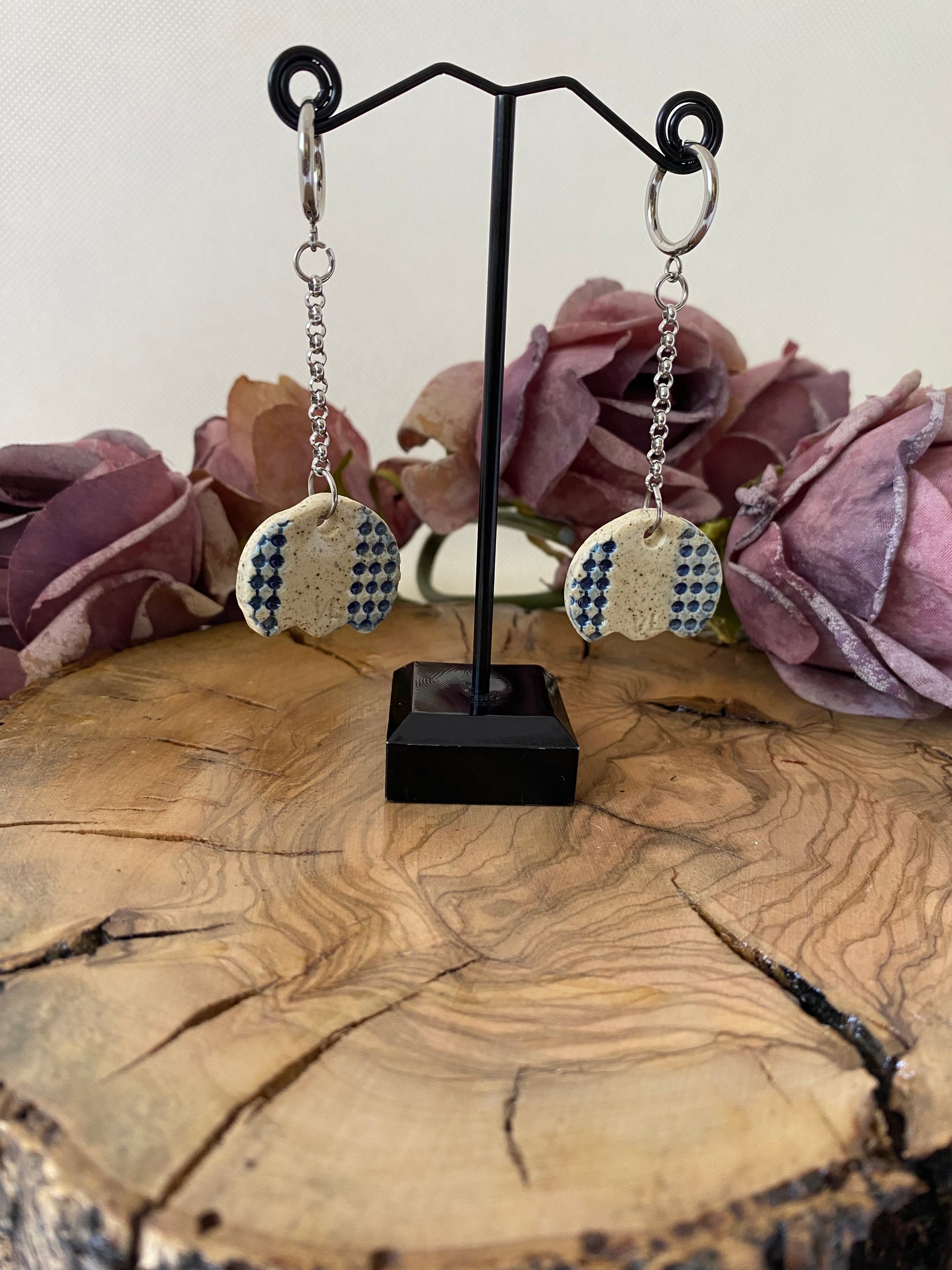 Exclusivos Pendientes Tulipán Natural Azul