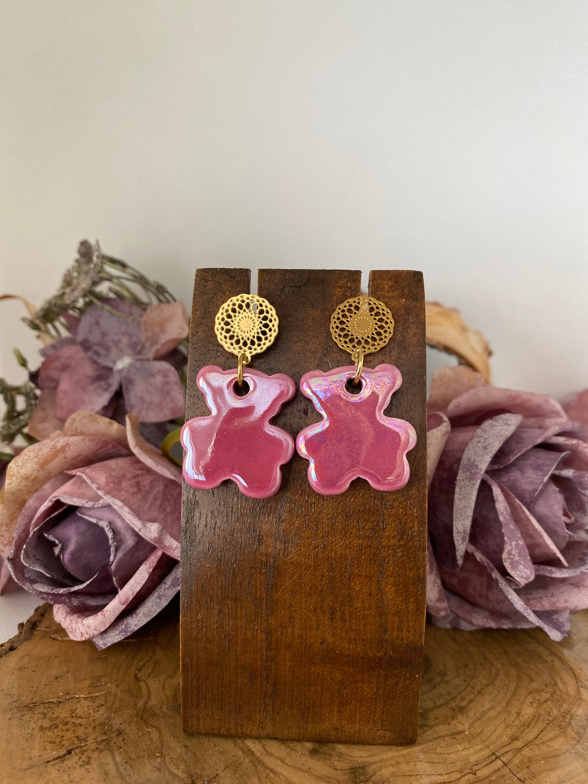 Pendientes Cerámica. Modelo Osito cortos
