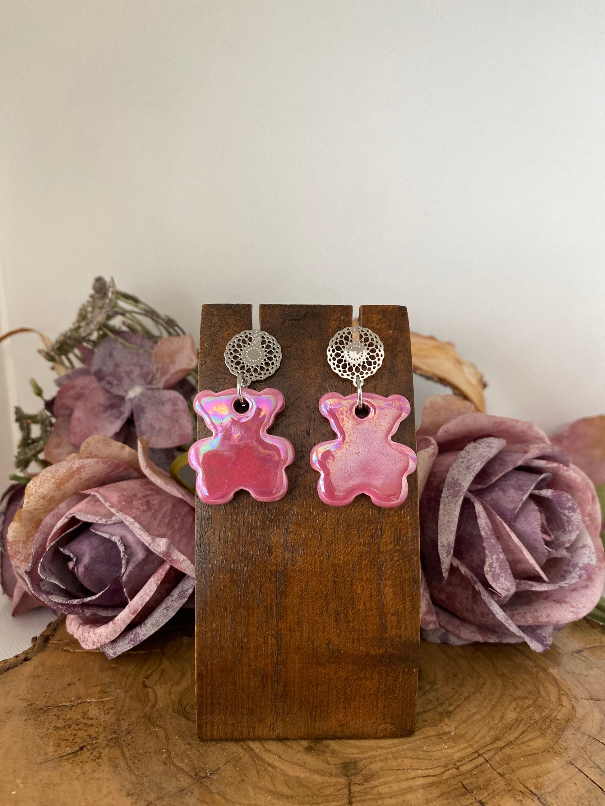 Pendientes Cerámica. Modelo Osito cortos