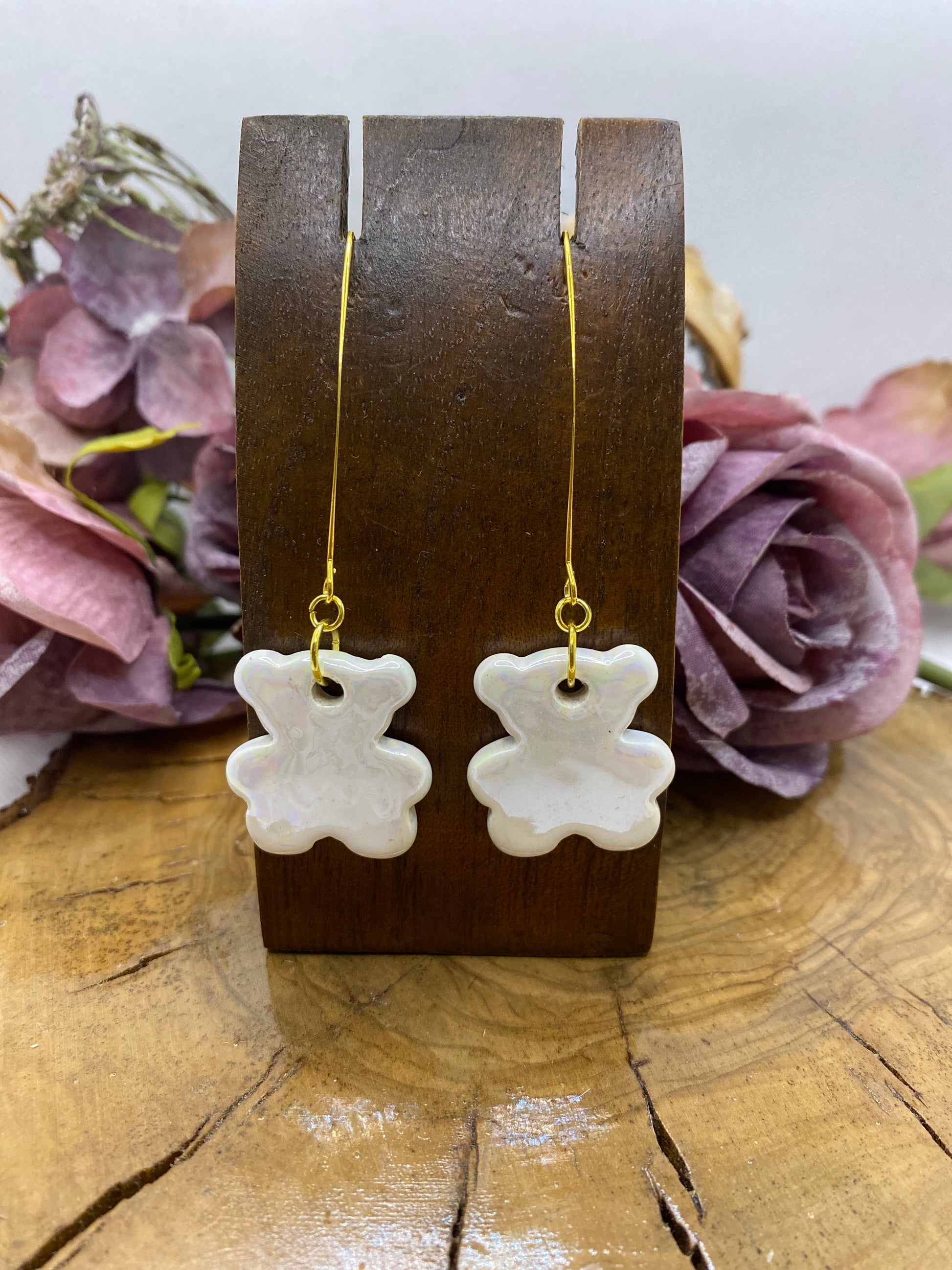 Pendientes Cerámica. Modelo Osito largos