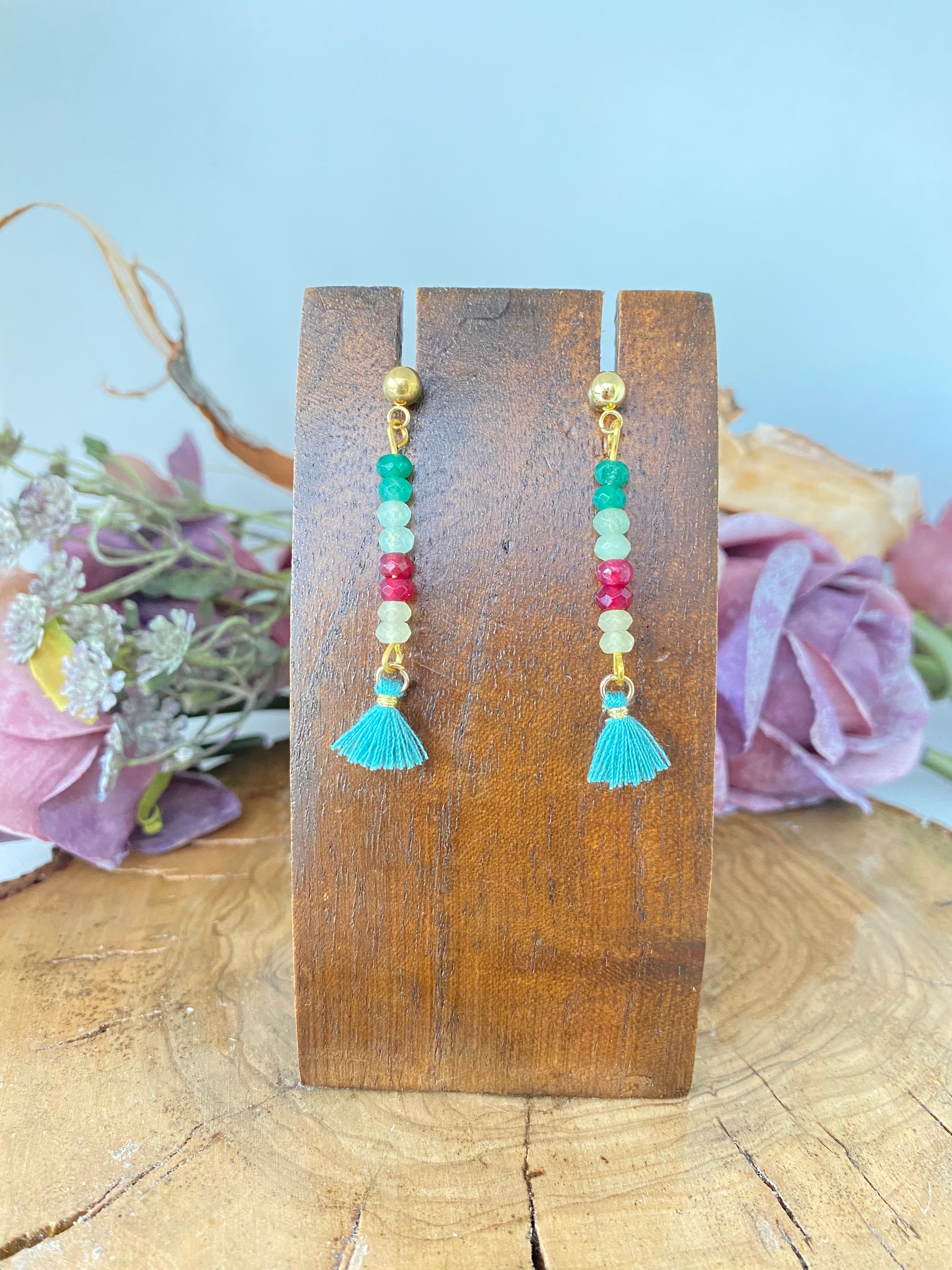Pendientes Bolitas. Modelo Multicolor Fleco