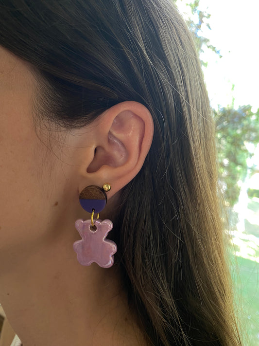 Pendientes Cerámica. Modelo Osito cortos